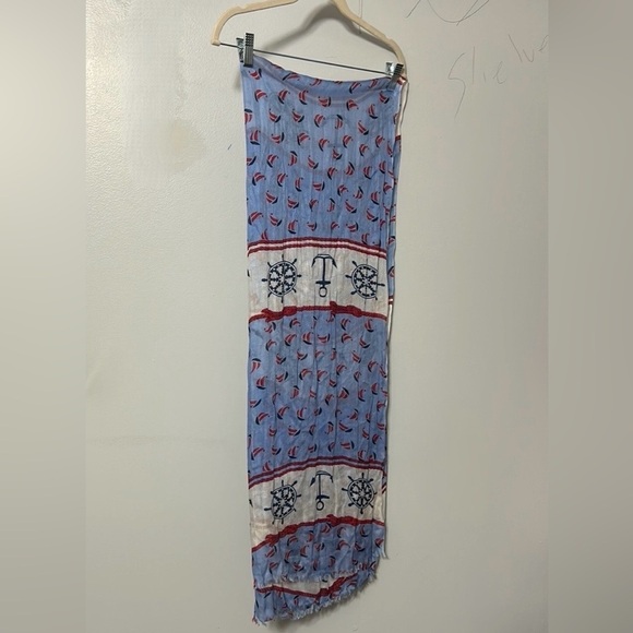 Look Blue and Red Nautical Scarf/Wrap - Picture 1 of 5